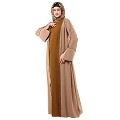 Dual colored layered abaya- Skin-Mustard